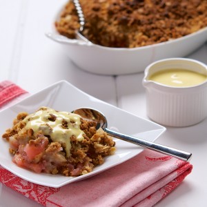 Apple Cranberry Crisp with Hazelnut Topping and Creme Anglaise