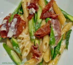 Penne with Asparagus, Lemon and Proscuitto