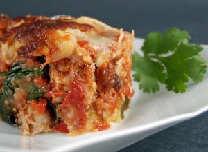 Baked Polenta with Spinach and Chicken-Apple Sausage