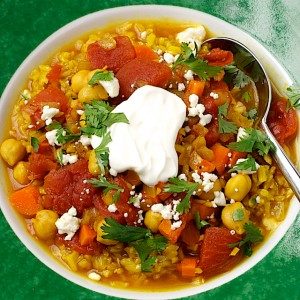Curried Chickpea Stew with Brown Rice Pilaf